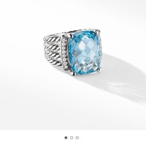 David Yurman  Wheaton Ring, Sterling Silver, Blue Topaz, Diamonds